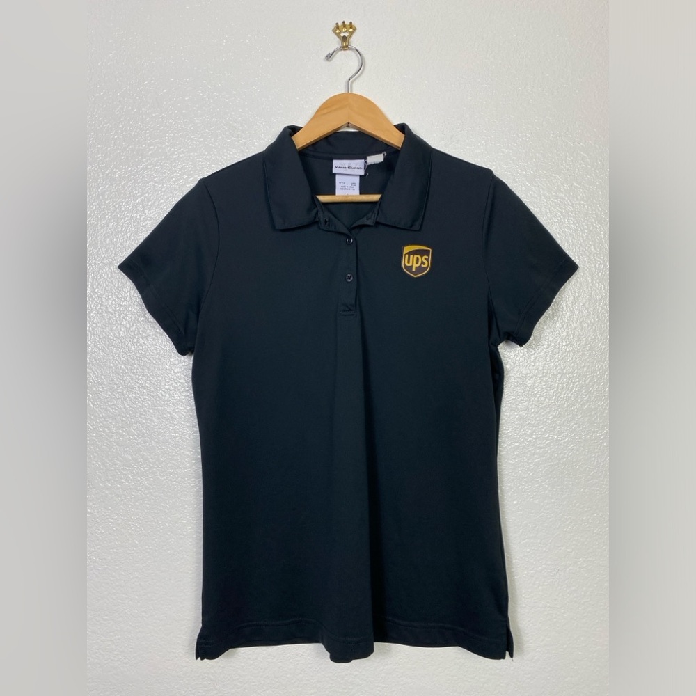 UPS Shirt Womens Large Black Employee Work Polo Uniform Delivery Supervisor